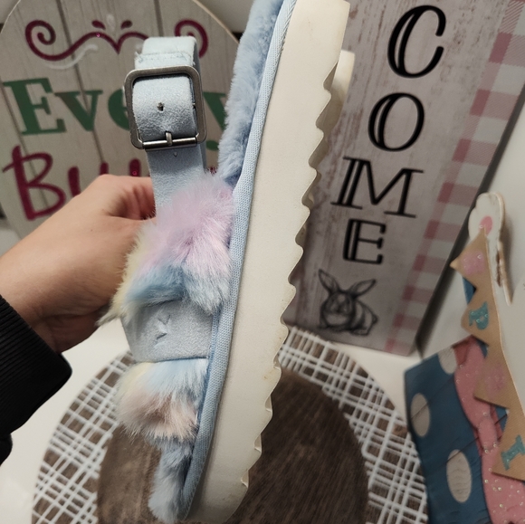 💐EUC Koolaburra by UGG Fuzz'd Out Pastel Sling Backs Fuzzy Slippers, Multicolor - Picture 13 of 13